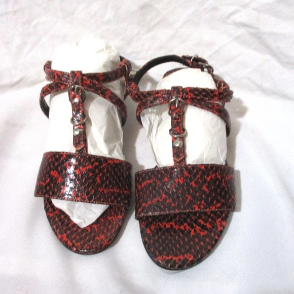 NWT NEW BALENCIAGA LEATHER POLKA DOT SNAKE PRINT Sandal Shoe 36 CORAL - Picture 4 of 7